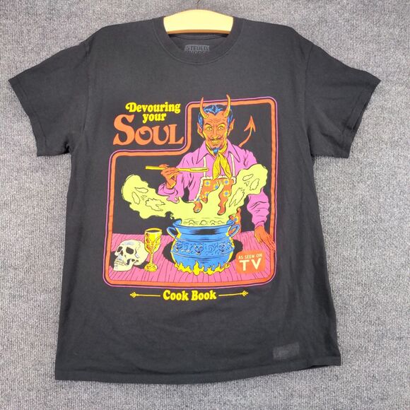 Steven Rhodes Men's Devouring Your Soul T-Shirt Black Medium Short Sleeve Cotton - Picture 2 of 12